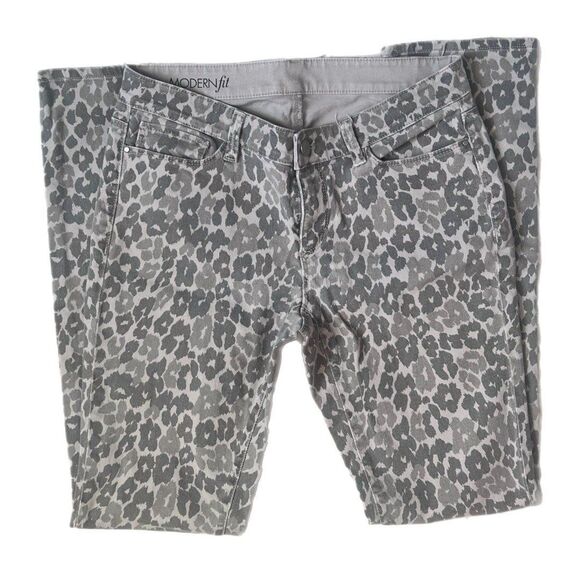 Ann Taylor Modern Fit 3 tone grey cheetah animal print stretch Sz 10 leopard - Picture 2 of 8